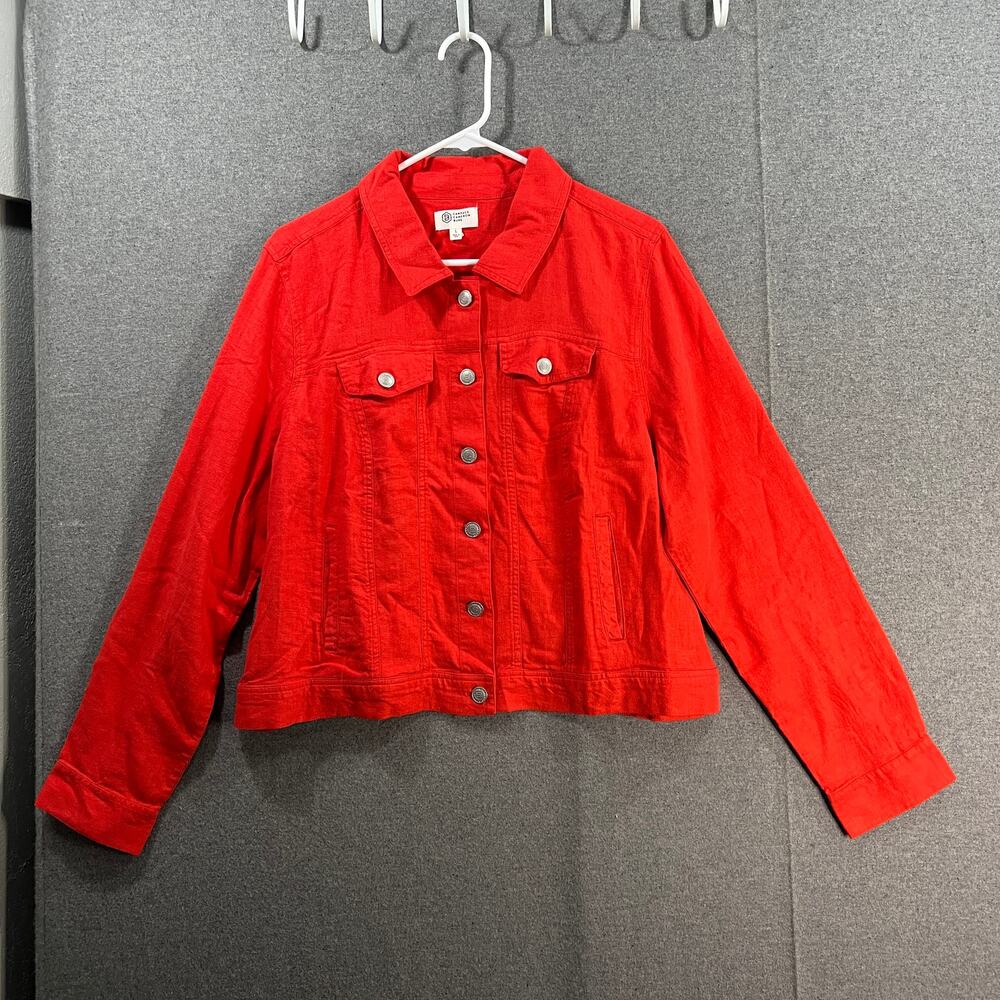 Candace Cameron Bure Linen Blend Jacket Cherry Size Large